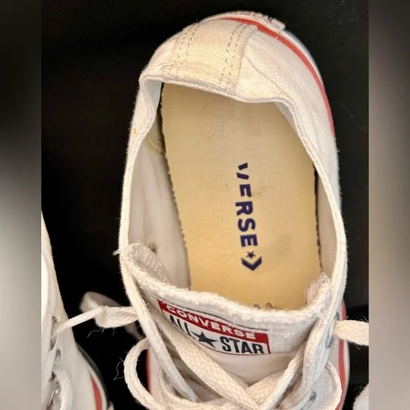 Converse All Star White Womens 7 Distressed Grunge Punk Guitar Comfort Sneakers - Picture 7 of 17